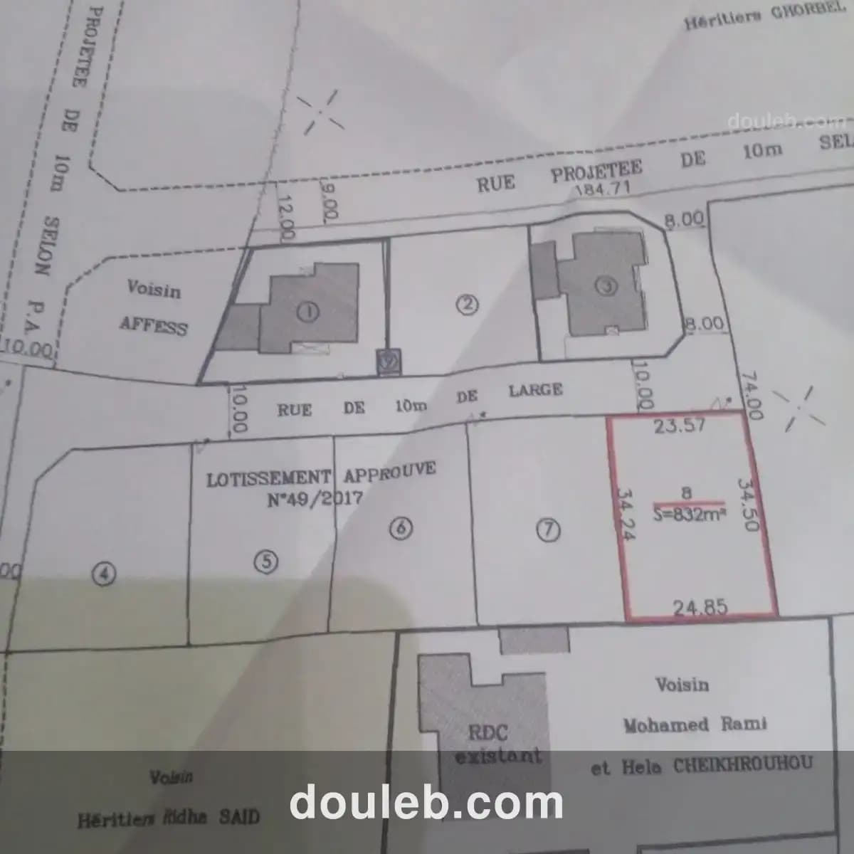 Lotissement approuvé rte el ain km 8 et demi à Tunis