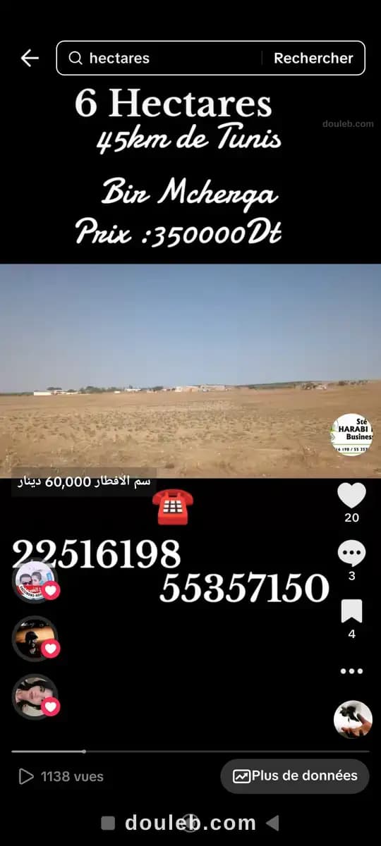 6 hectares nu a mnagaa 45 km de tunis - Miniature 4
