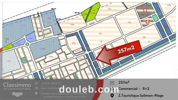 Terrain de 257 m2 de coin com résid 670 tnd le m2 - Miniature 2