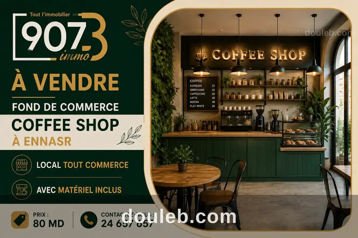 Fonds de commerce coffee shop à ennasr 2 - Photo 1
