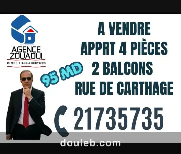 Apprt 4 p 2 balcons centre ville 95 md - Photo 1