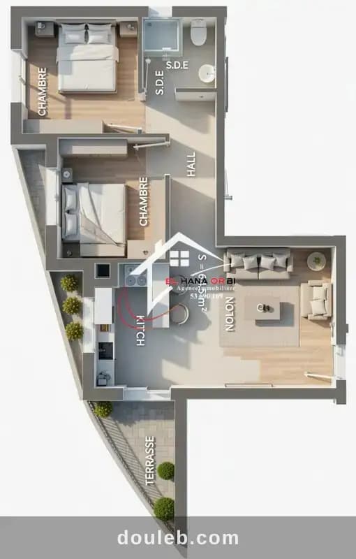 App s2 avec piscine projet sur plan mahdia - Photo 1