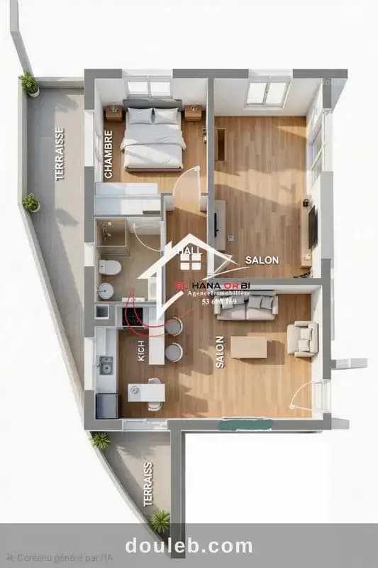 App s1 avec piscine projet sur plan mahdia - Photo 1