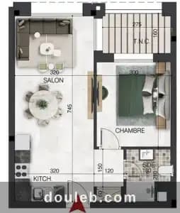 A appartement s1 sidi mahersi ref1385a - Miniature 2