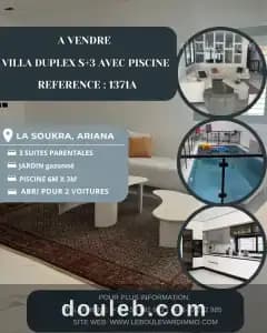 A villa duplex s4 avec piscine ref1371a à Ariana