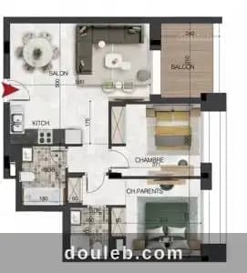 A appartement s2 vue mer sidi ref1338a - Miniature 2