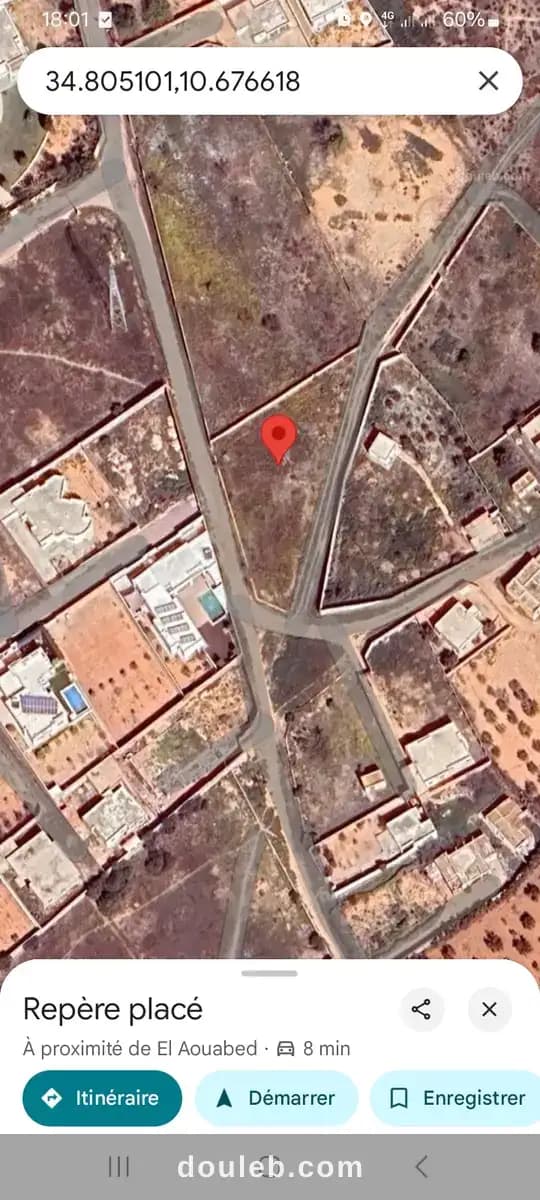 Terrain el ain km 11 sfx 1296m2 à Sfax