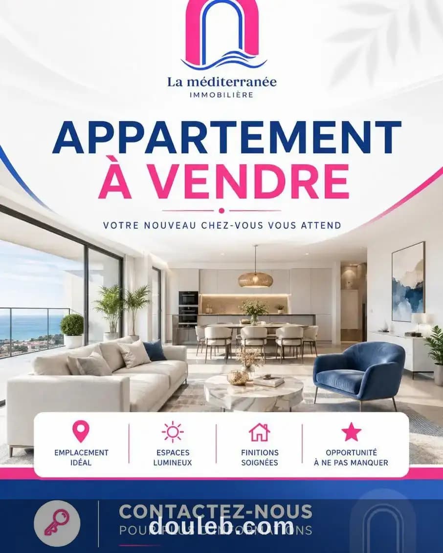 Appartement s3 situé au 3éme étage avec ascenseur à Tunis