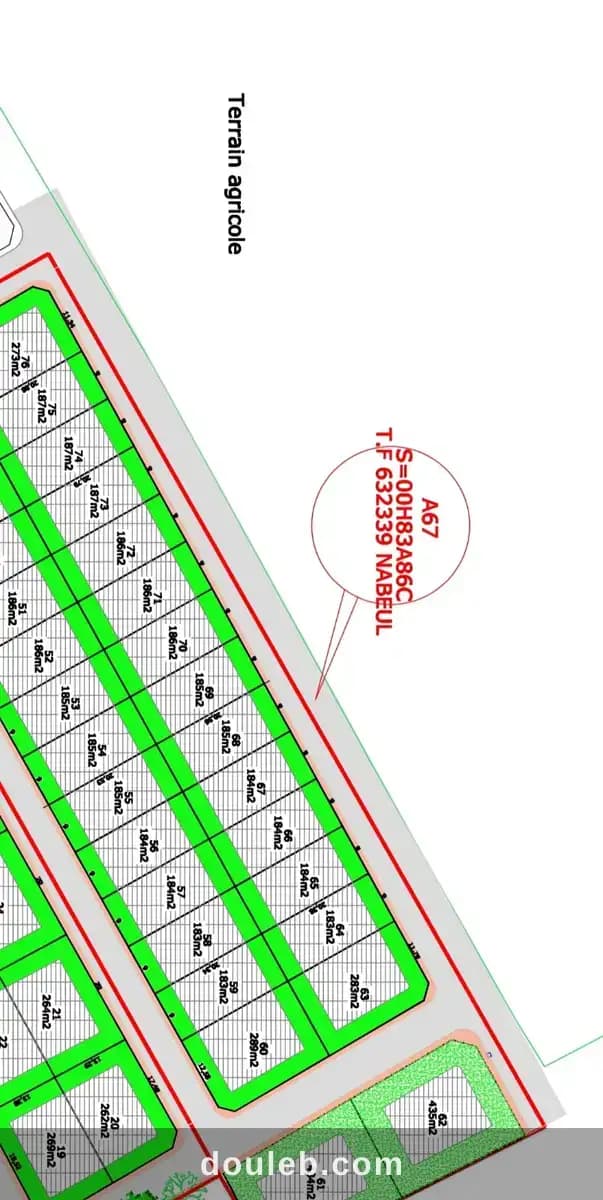 Terrain de 200m2 à Nabeul