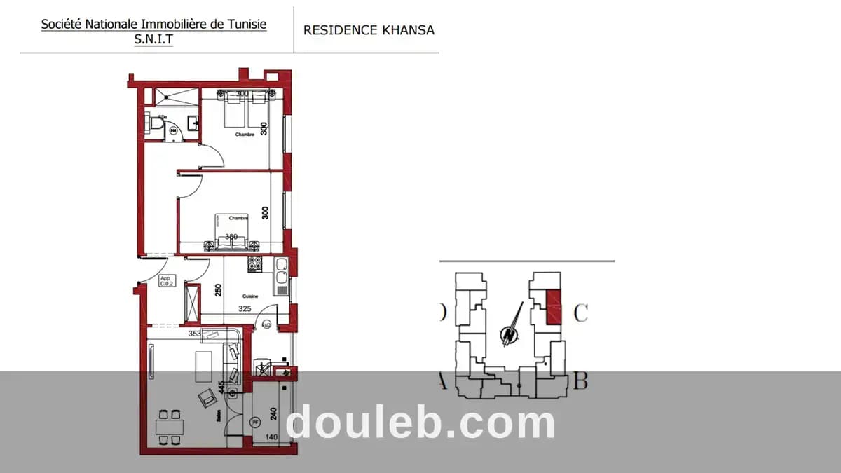 Appart s plus 2 a mornaguia residence khansa snit à Manouba