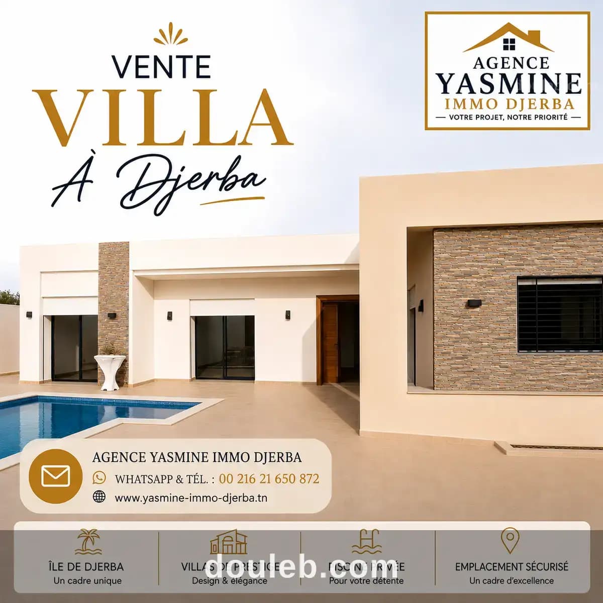 Villa non meublée avec piscine trik el 7alkoum à Médenine