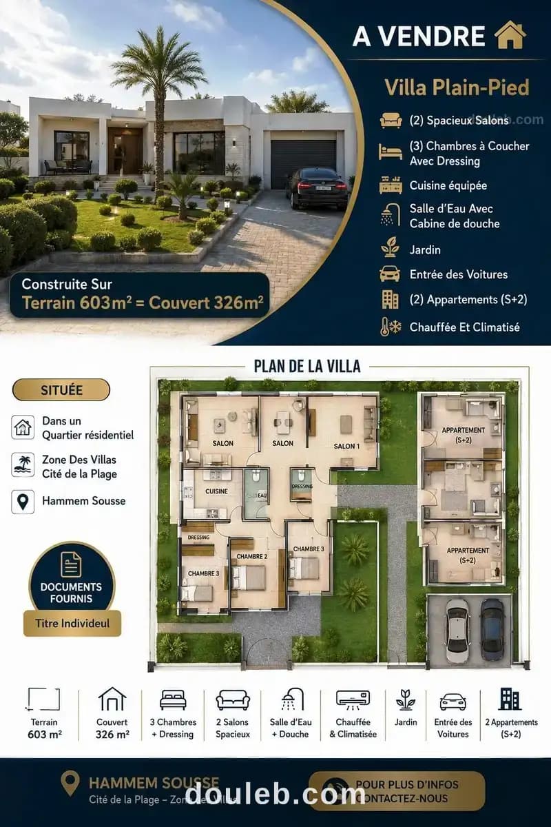 Villa avec deux appartements s2 à hammem sousse - Photo 1