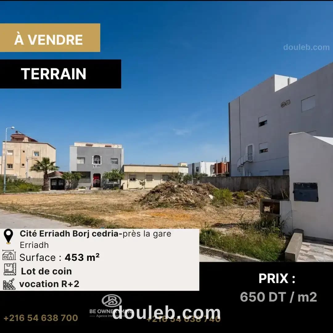 Terrain de 453 m2 av à Ben Arous