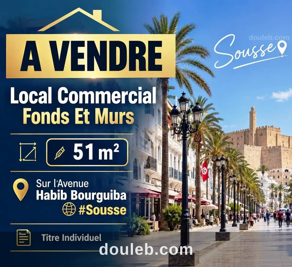 Local commercial sur avenue habib bourguiba sousse à Sousse