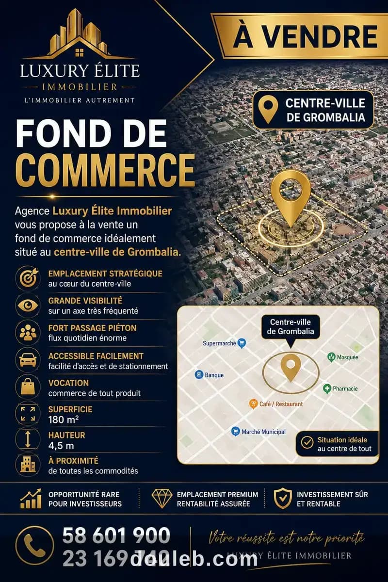 Fond de commerce centre ville à Nabeul