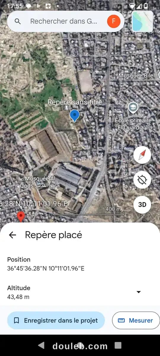 Terrain pour habitation de 485 m2 à el ouardia à Tunis