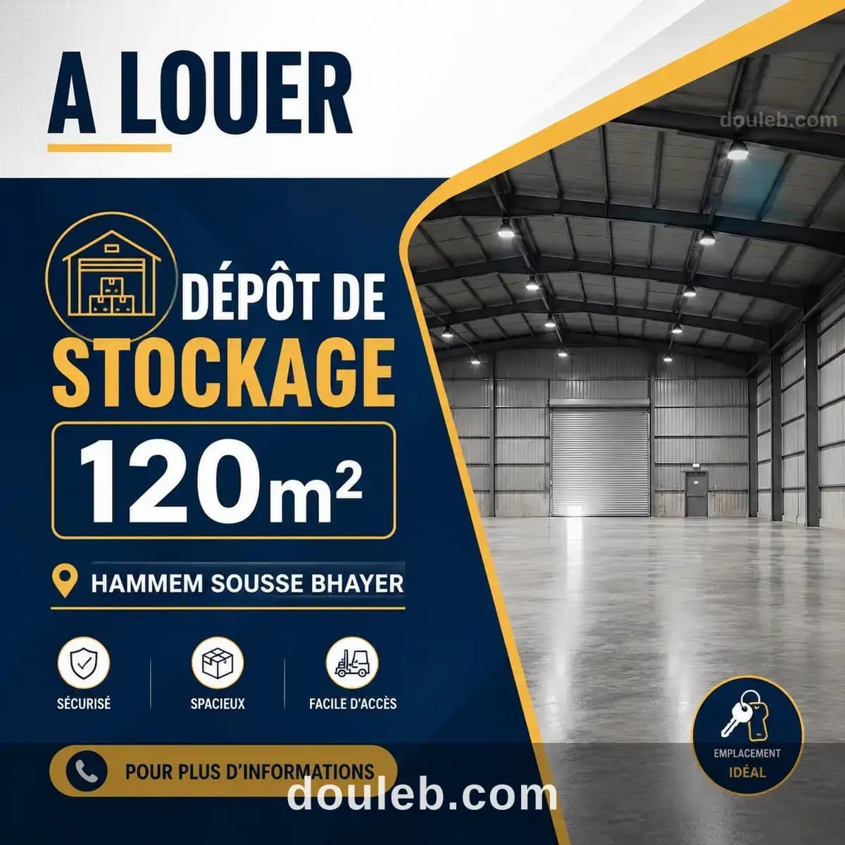 Dépôt de stockage 120m à hammem sousse bhayer à Sousse