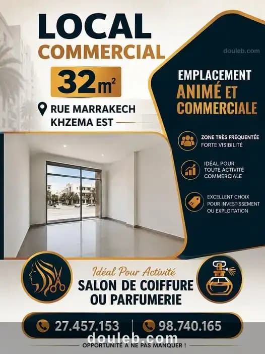 Local commercial 32m rue marrakech khzema est à Sousse