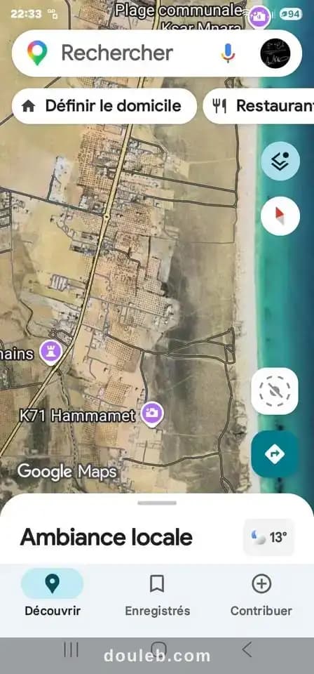 400m cote plage 71 à Nabeul