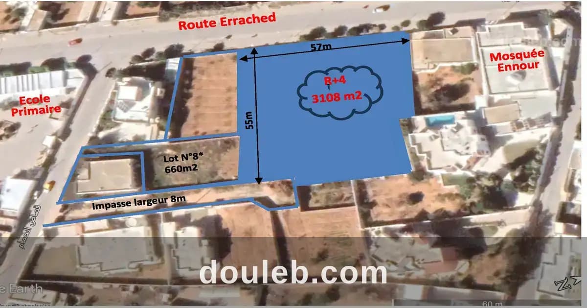 Terrain r4 3108m2 57x55 1 position route errached - Miniature 3