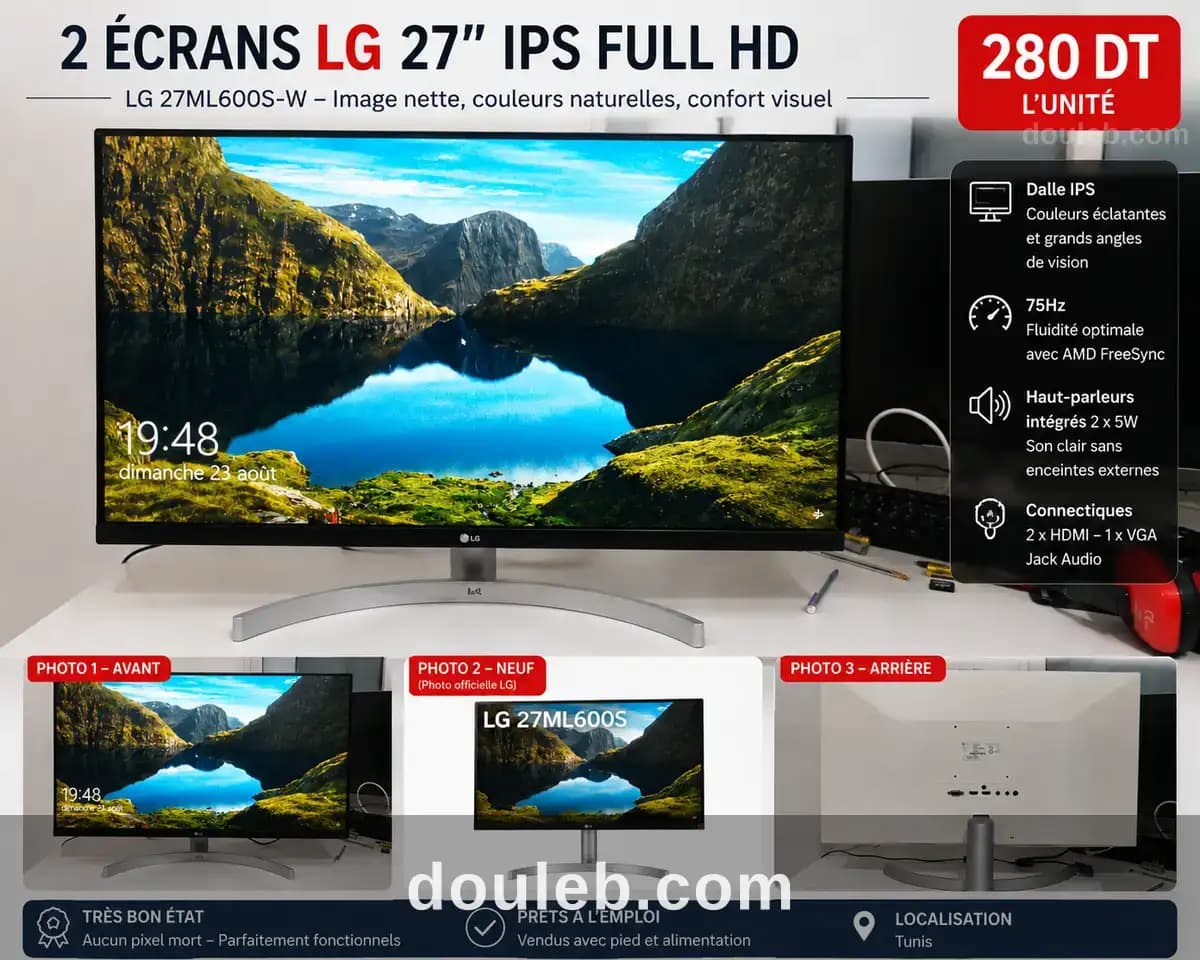 2 ecrans lg 27 ips full hd - Miniature 2