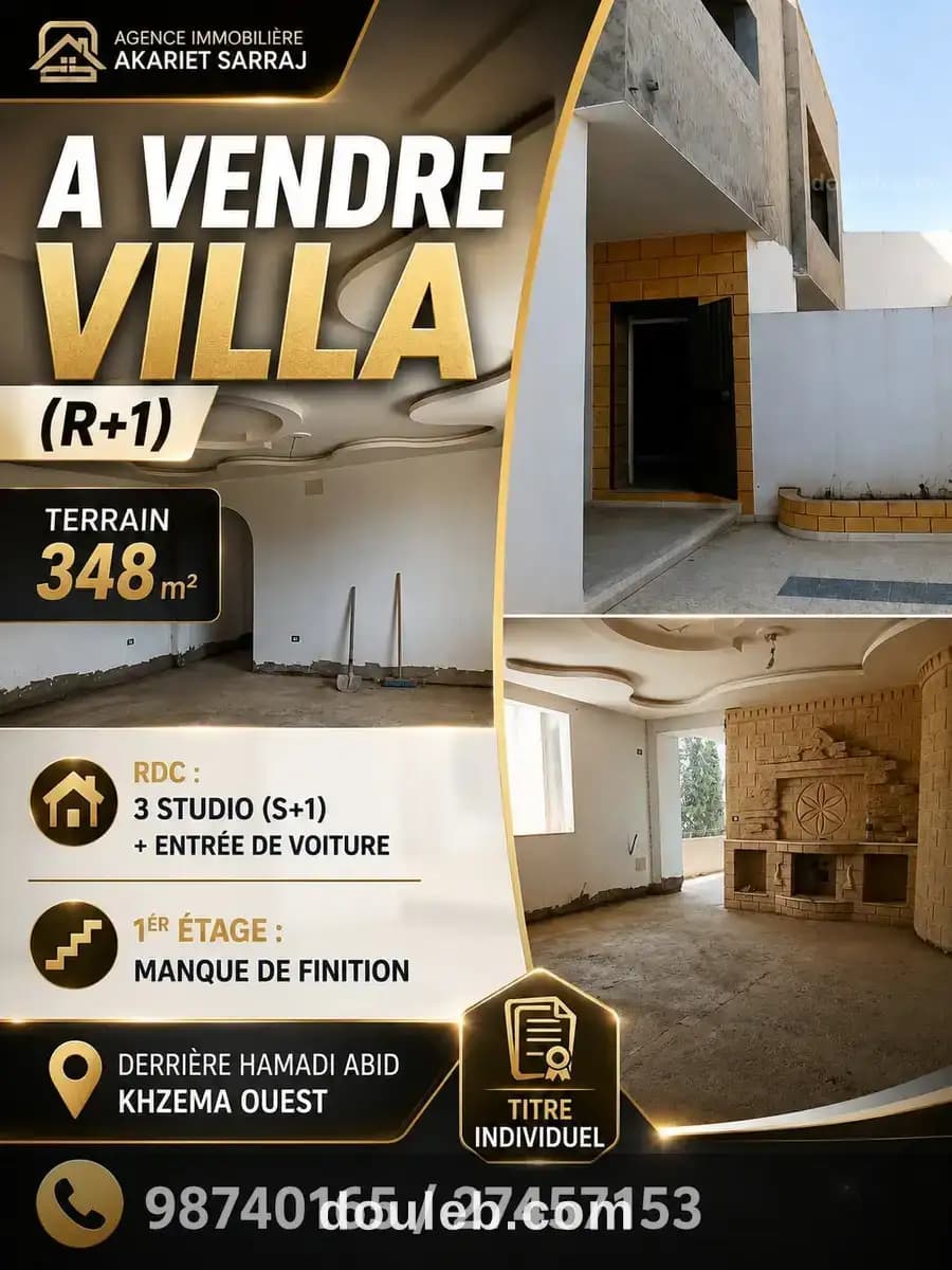 Villa r1 derrière hamadi abid à khzema ouest à Sousse