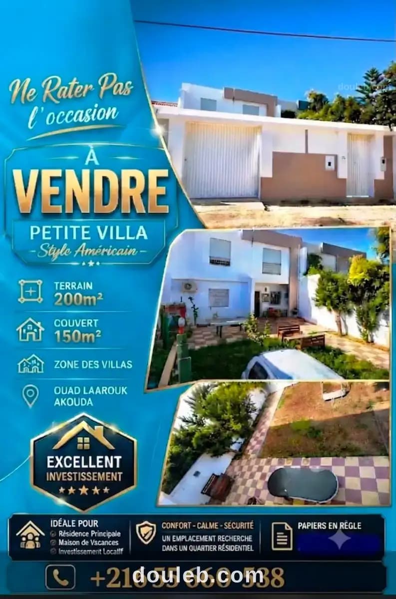 Petite villa à wed laarouk akouda kantaoui à Sousse