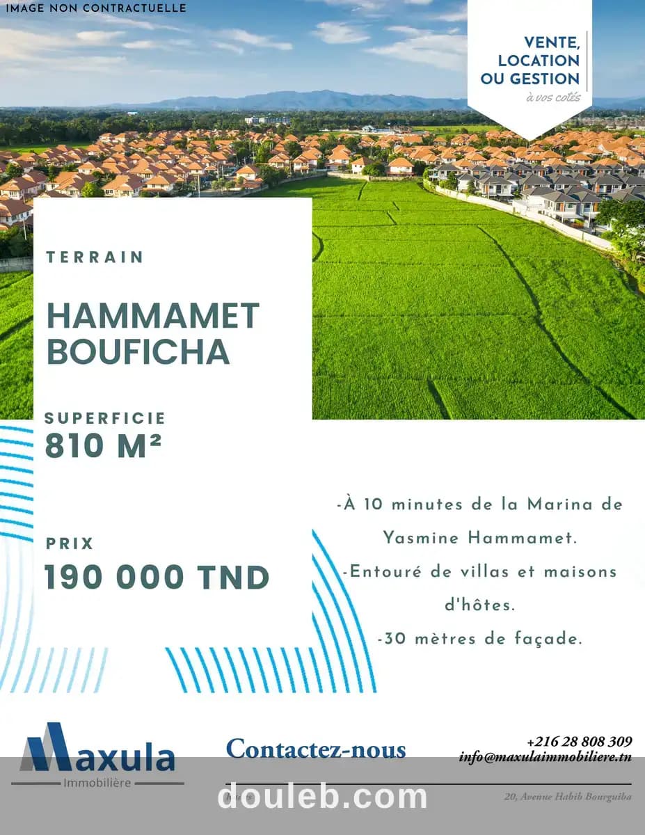 Terrain de 810m a bouficha à Sousse