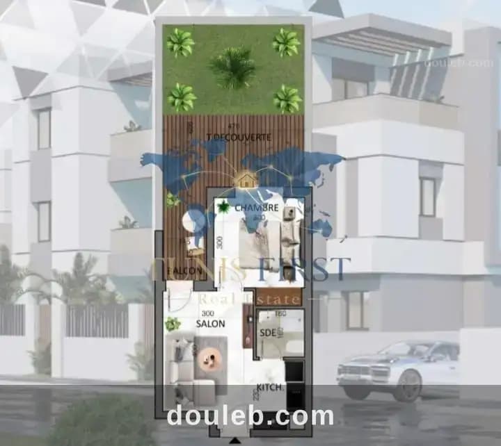 Appartement s1 avec jardin et terrasse à soukra à Ariana