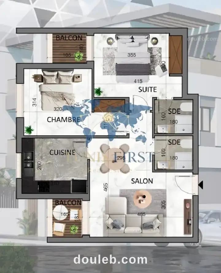 Appartement s2 à la nouvelle soukra à Ariana
