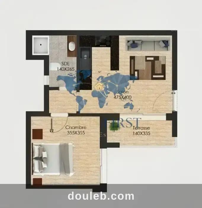 Coquet appartement s1 à ain zaghouan nord à Tunis