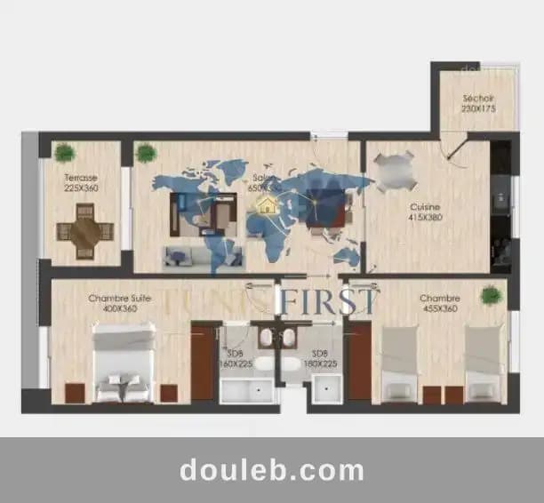 Appartement s2 à ain zaghouan nord à Tunis