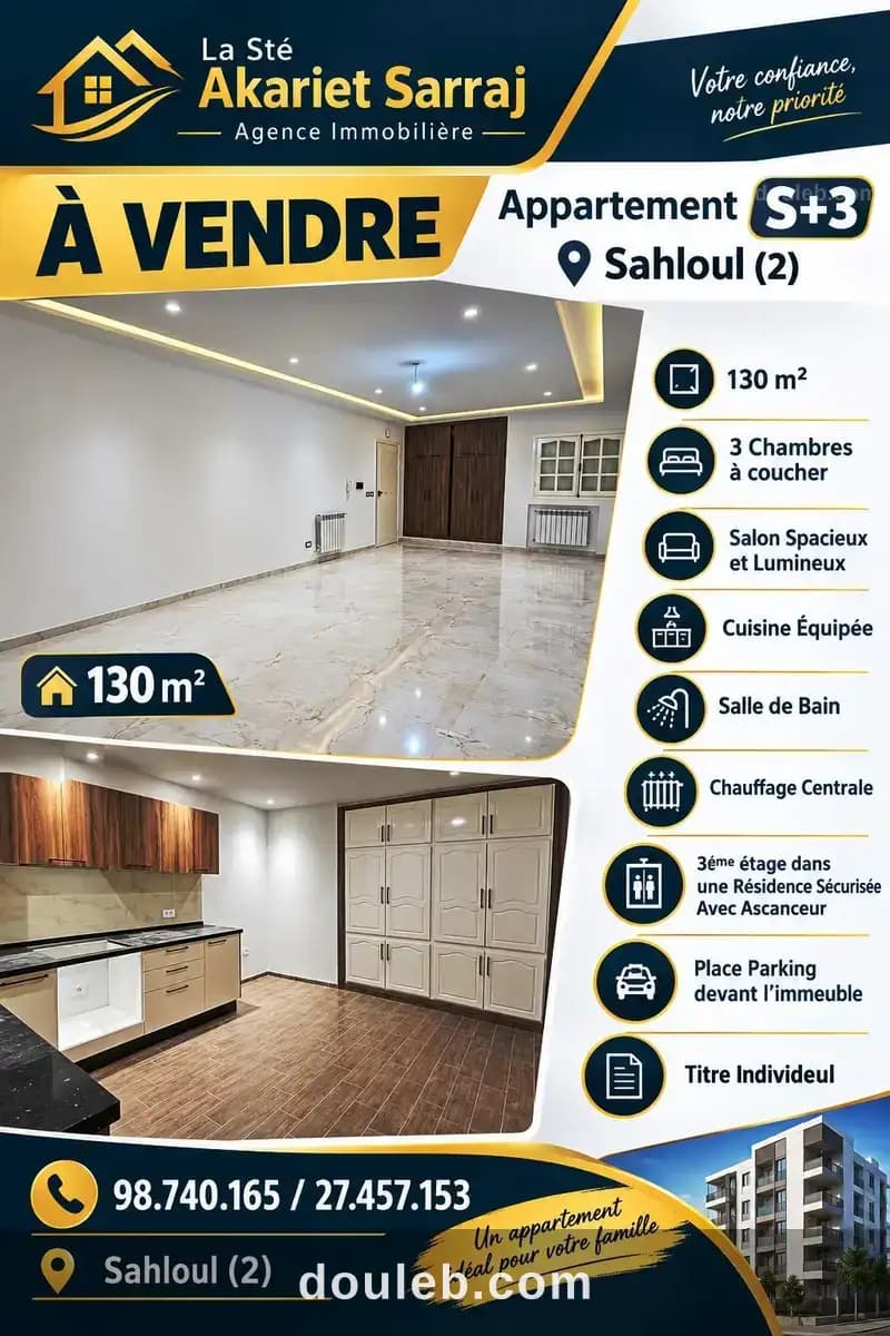 Ne rater pas l'occasion appartement s3 à sahloul 2 - Miniature 2