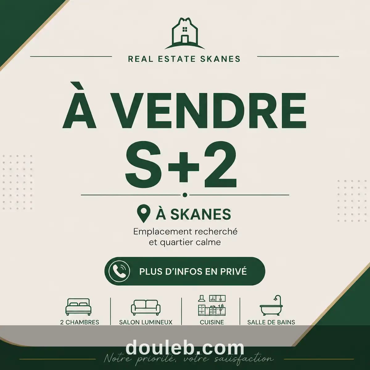 Appartement deux chambres à skanès à Monastir