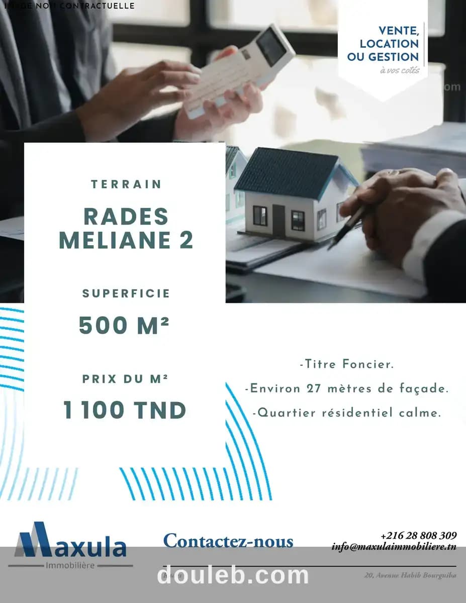 Superbe terrain de 500m a rades meliane 2 à Ben Arous