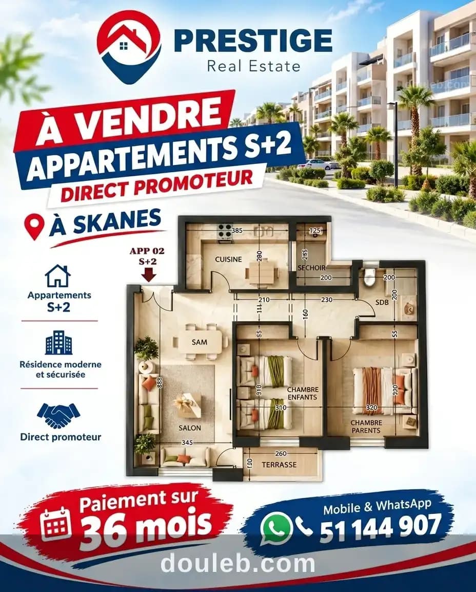 Appartement direct promoteur skanes monastir à Monastir