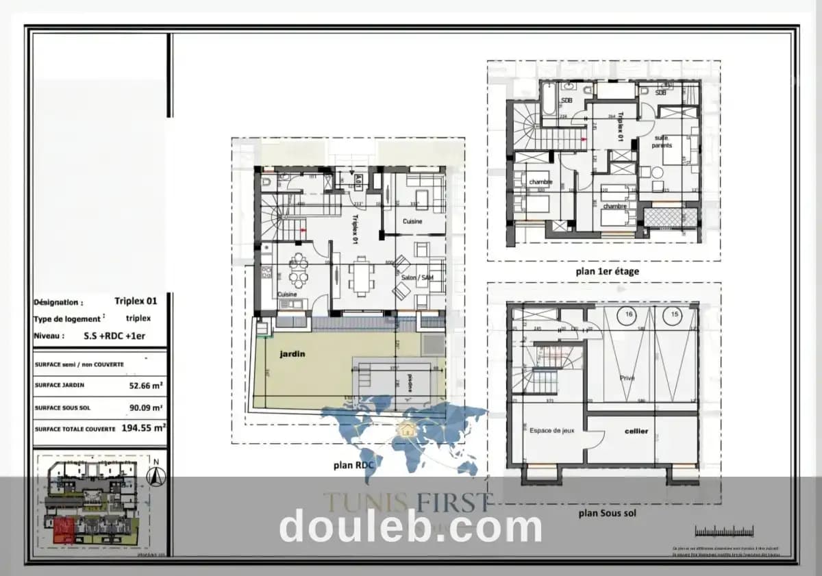 Triplex à ain zaghouan nord à Tunis