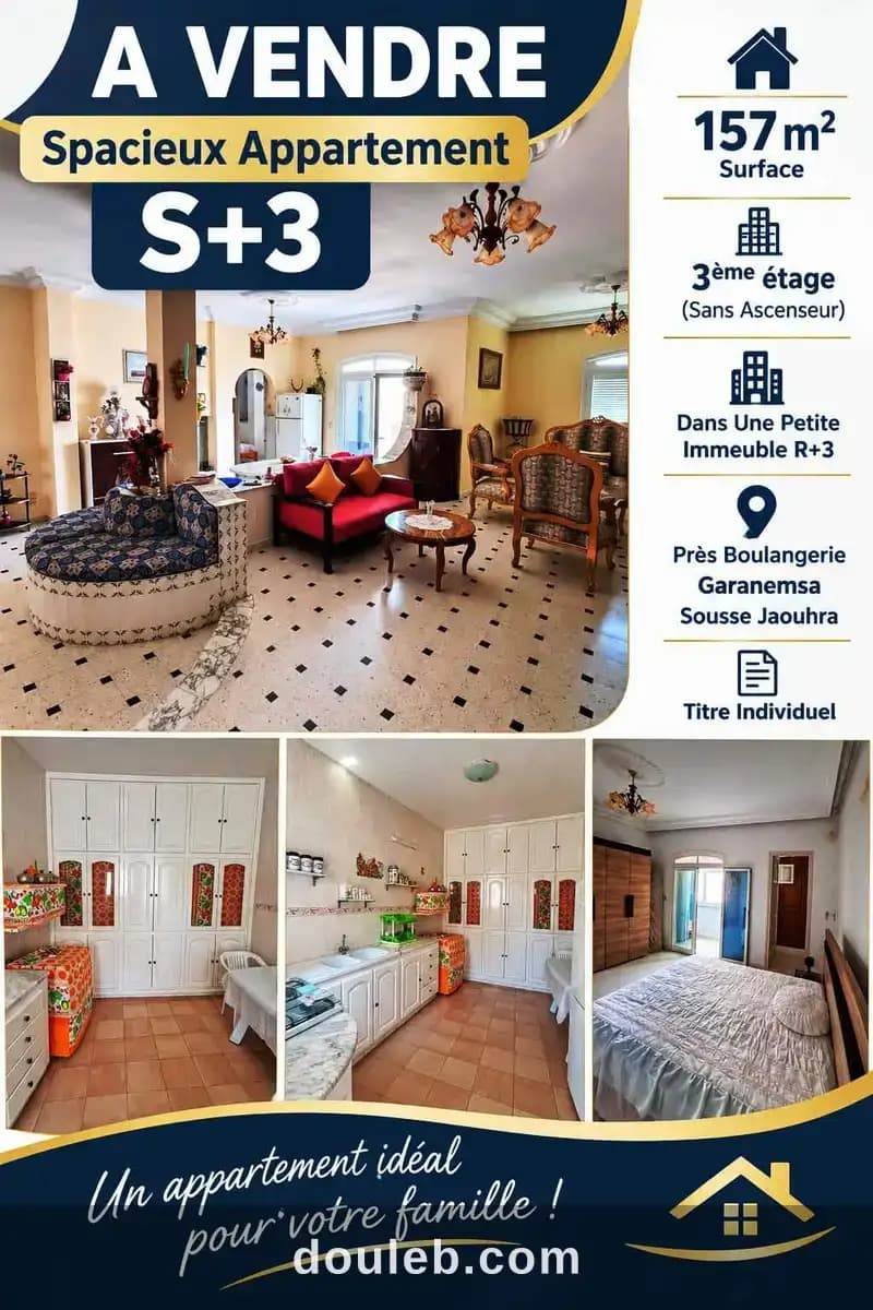 Appartement s3 prés boulangerie garanemsa sousse à Sousse