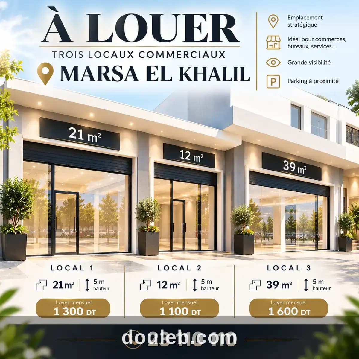 La marsa 3 locaux commerciaux à Tunis