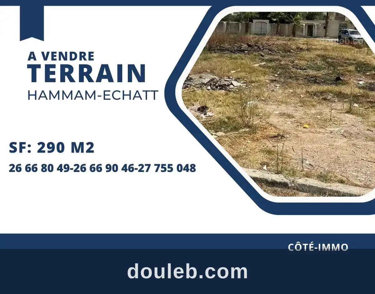 Hammam echatt un terrain de 290m2 à Ben Arous