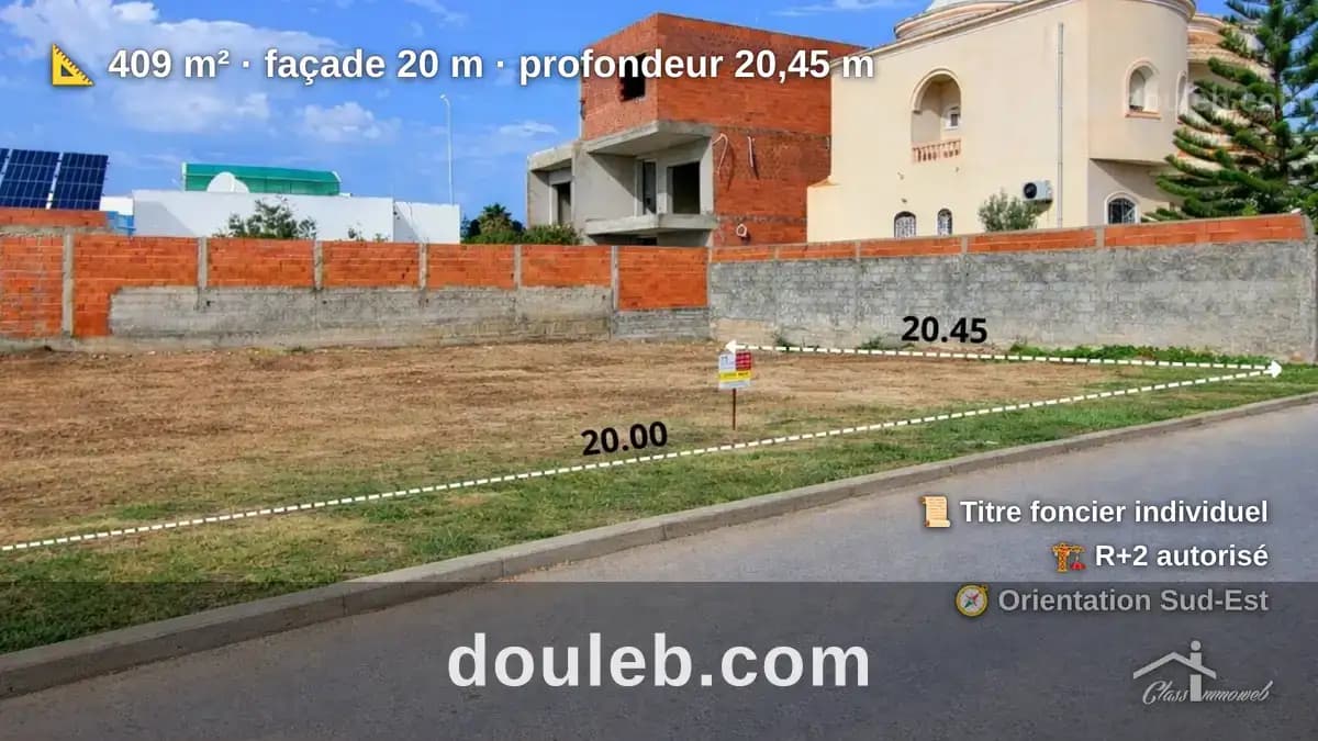 Terrain de 409 m2 à 300 m de la plage ejjahmi - Miniature 3