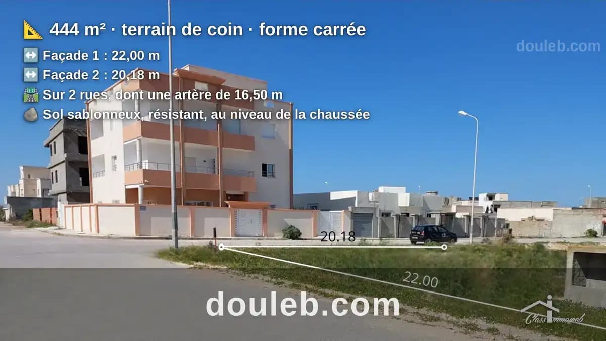Terrain de coin 444 m2 à 300 m de la plage - Miniature 3