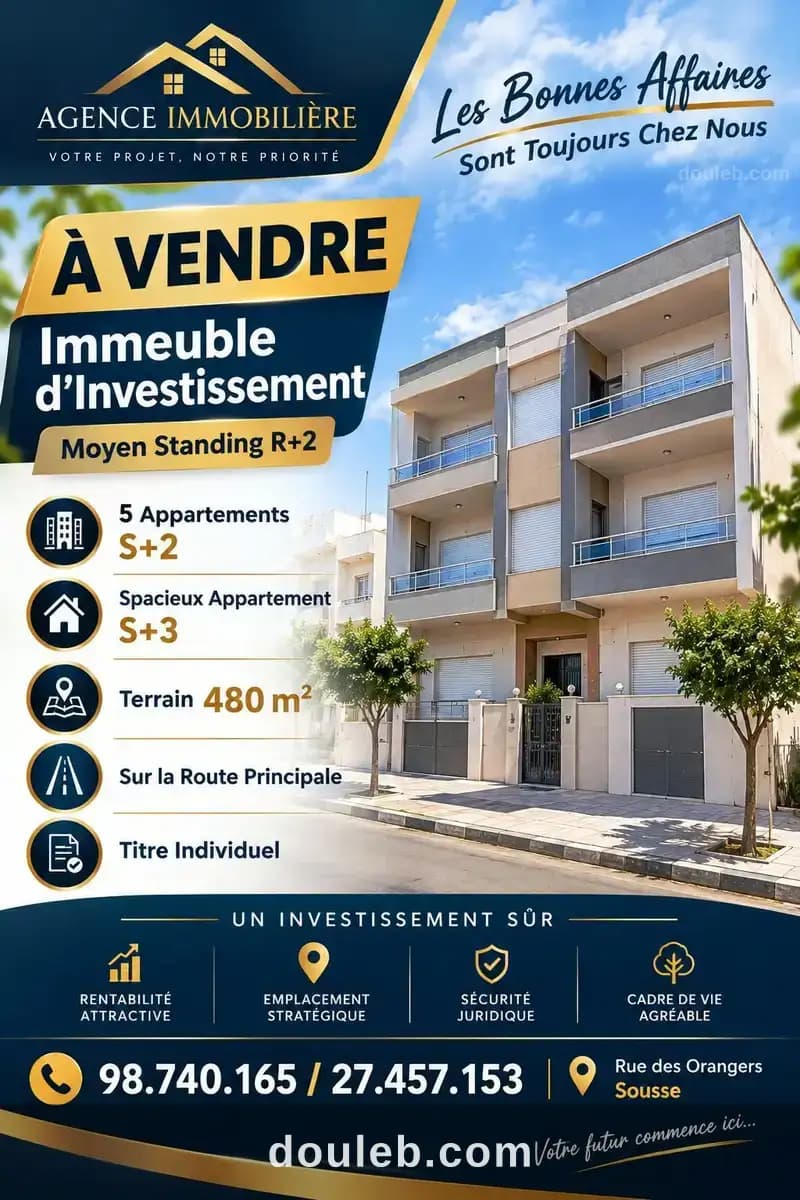 Immeuble moyen standing r2 rue des orangers sousse à Sousse