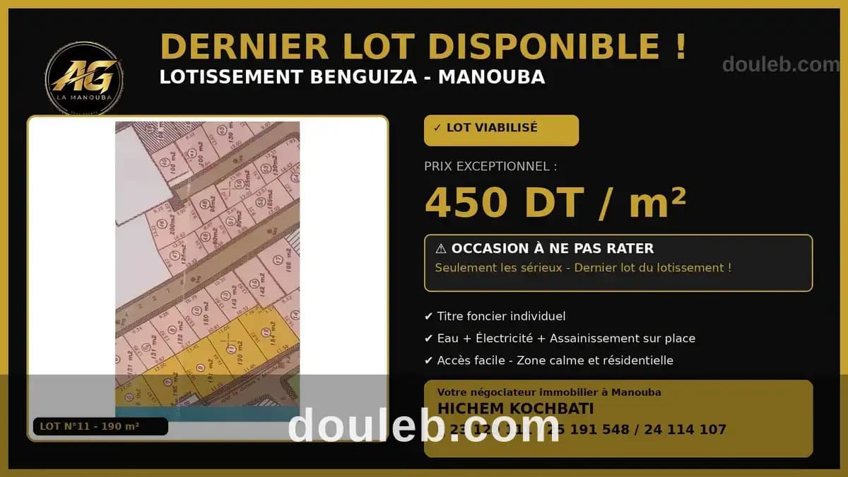 Dernier lot viabilisé a ne pas raté à Manouba
