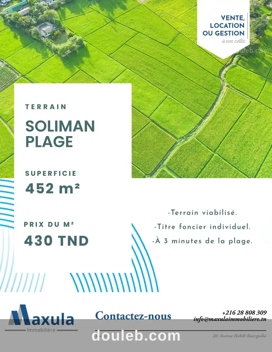 Terrain de 452m a soliman plage - Photo 1