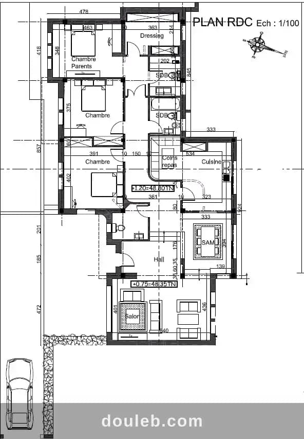 Rdc villa habitation m7 à Ariana