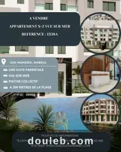 A appartement s2 vue mer sidi ref1338a à Nabeul