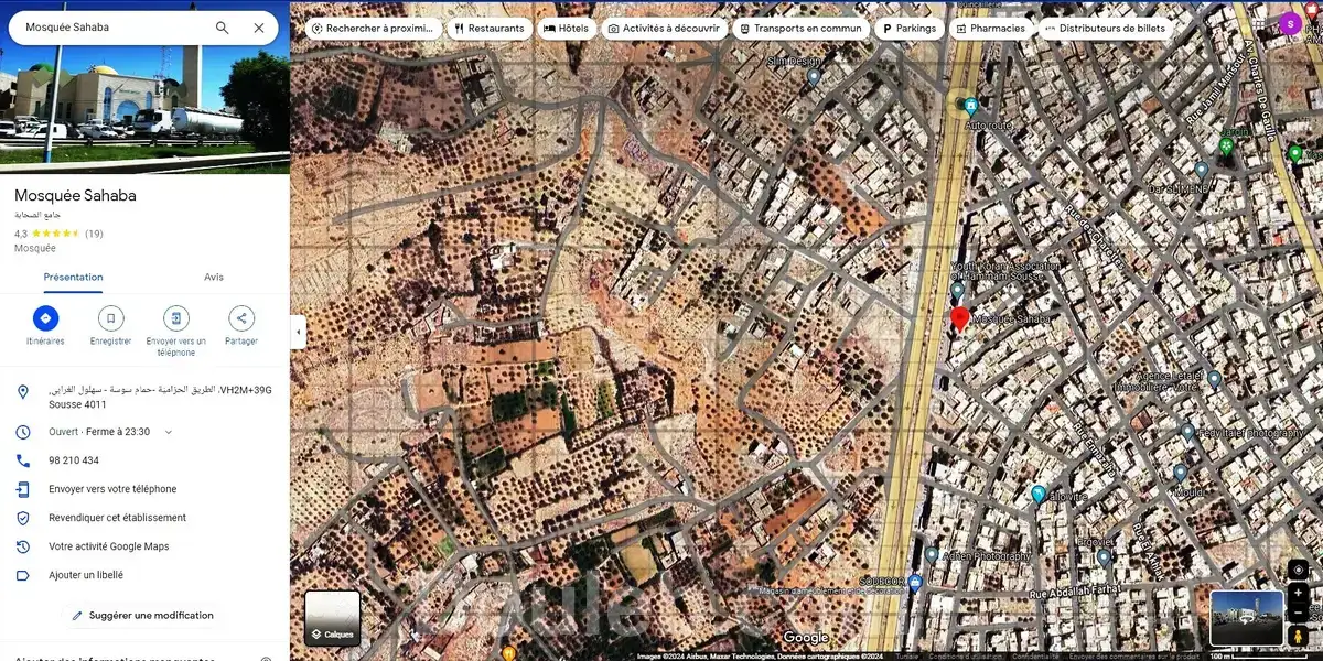 Terrain 400m en face mosquée sahaba hammem sousse