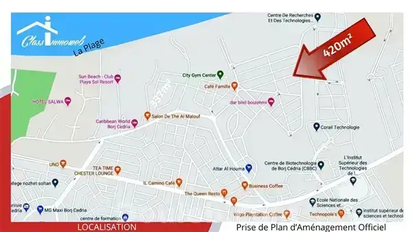 Terrain de 420 m2 à 550 dt le m2 - Miniature 3