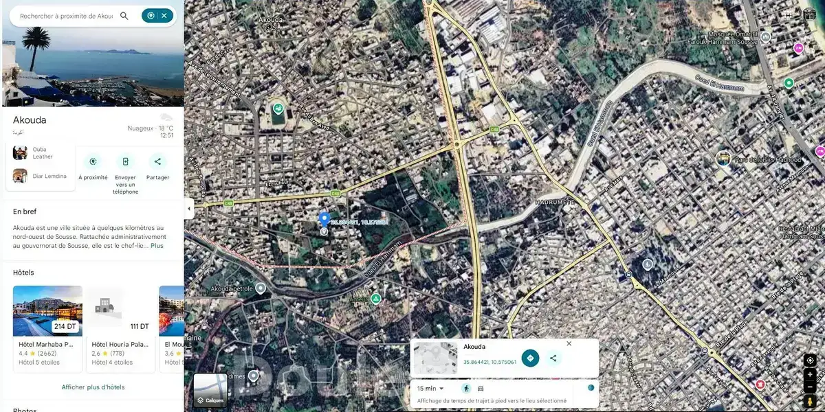 Terrain 214m zone des villas à akouda - Miniature 4